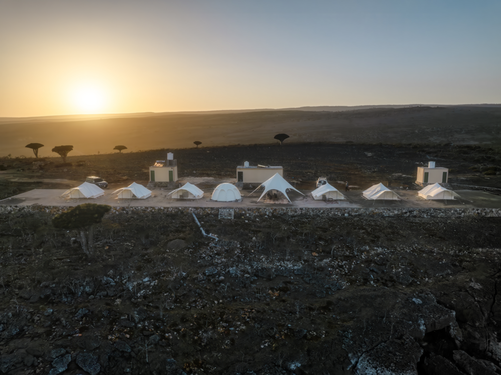 Socotra Luxury Camp at sunset