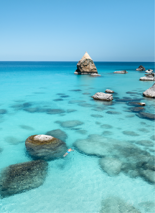 Crystal clear waters with rock formations