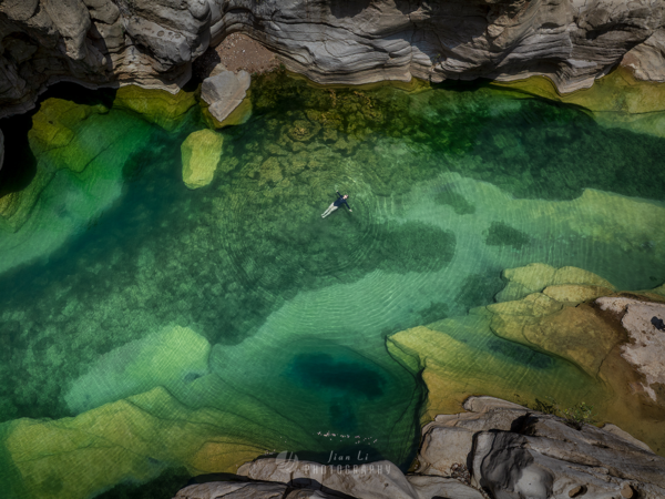 Natural pools in limestone canyons